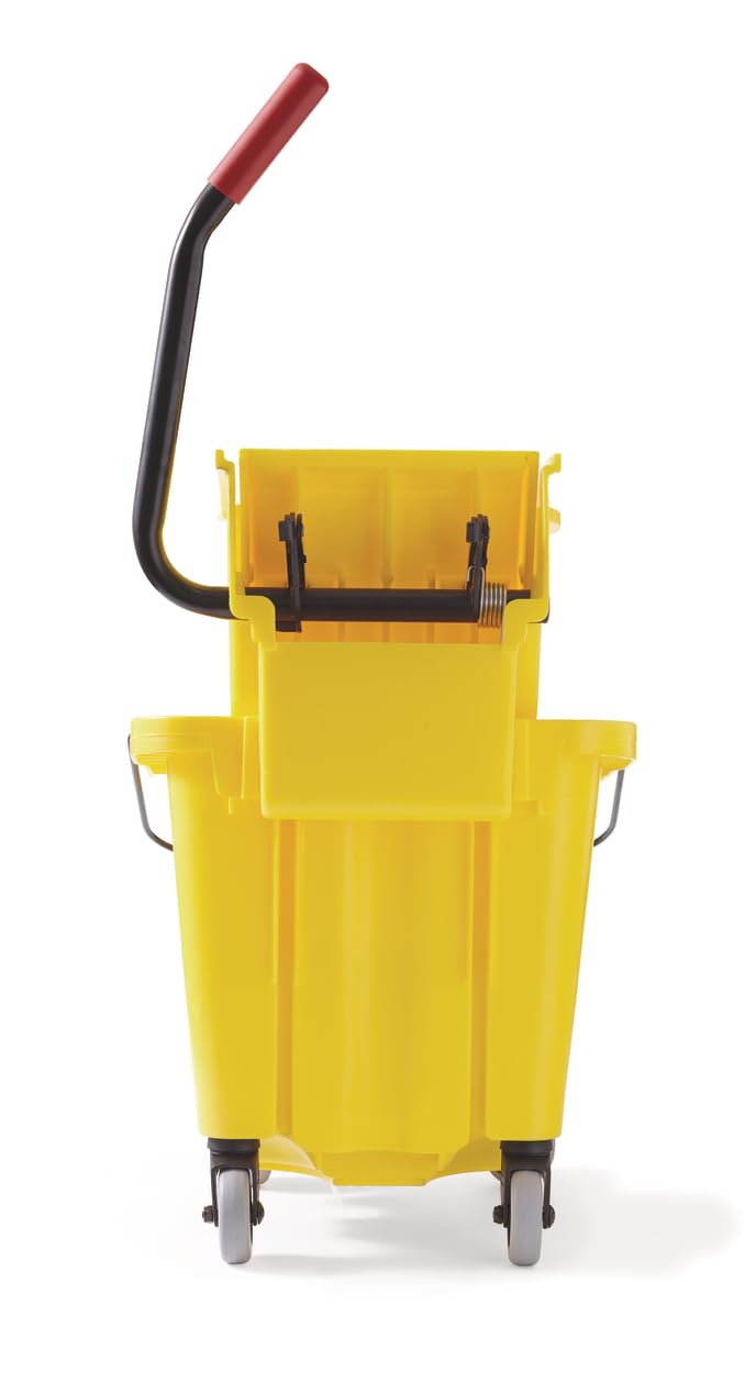 26 Qt. Side-Press Mop Bucket and Wringer Combo on Wheels, Yellow A90494