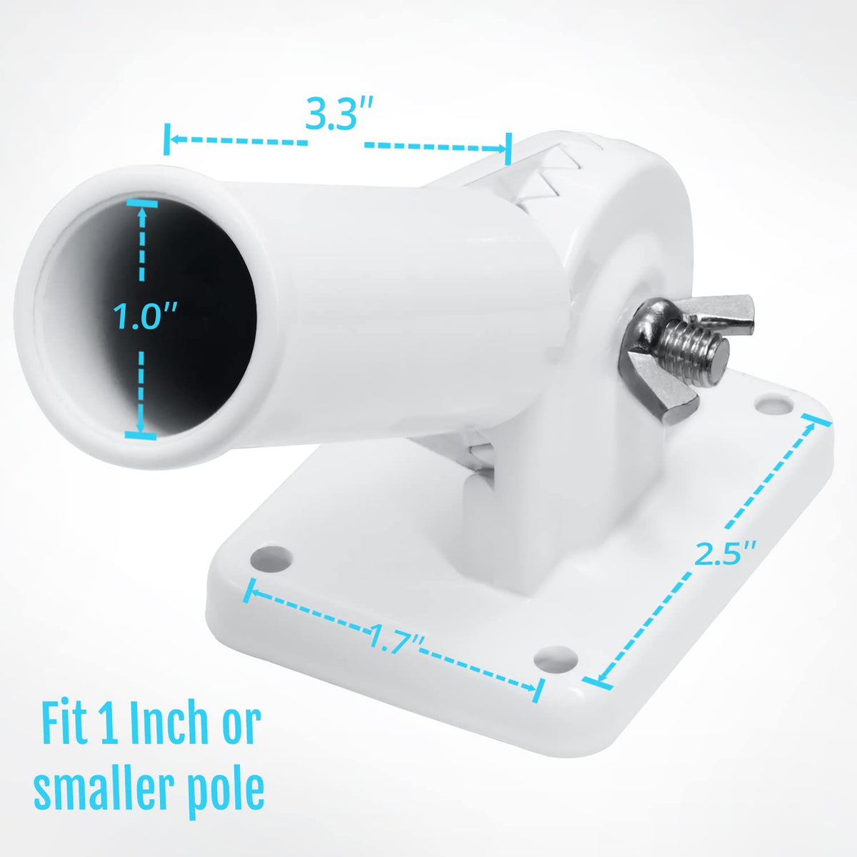 Multi-Position Flag Pole Mounting Bracket Aluminum 1" Diameter White Y30970