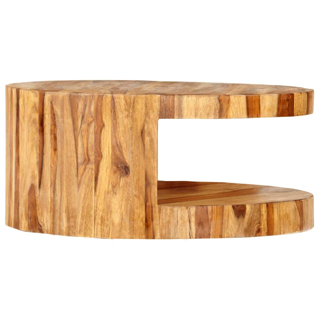 Round Coffee Table 25.6"x11.8" Solid Sheesham Wood F7044