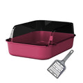 Open Top Sifting Litter Box High Sided Portable Semi Enclosed Pink S432873