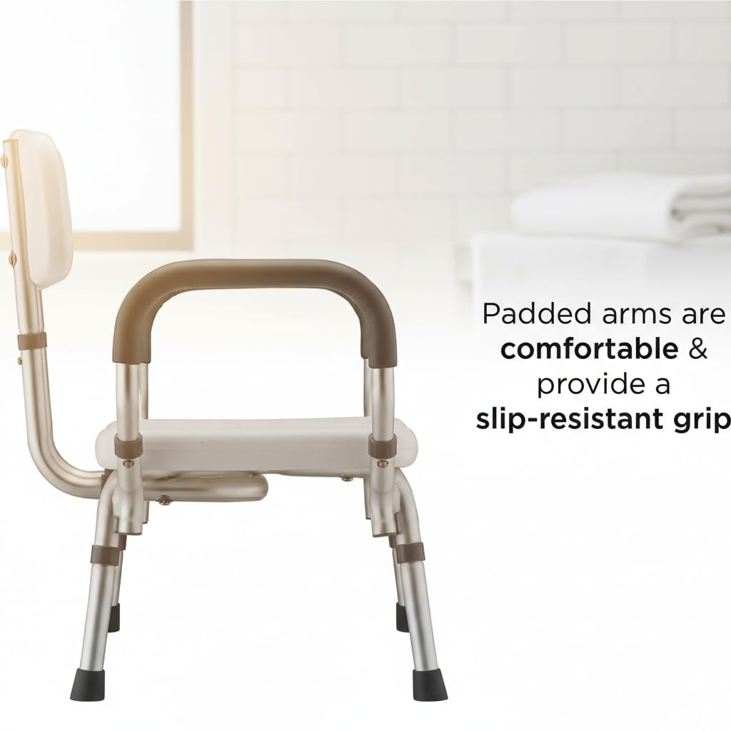 Bath & Shower Seat with U-Shaped Cutout, Padded Removable Arms & Back H44088