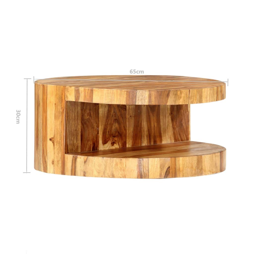 Round Coffee Table 25.6"x11.8" Solid Sheesham Wood F7044