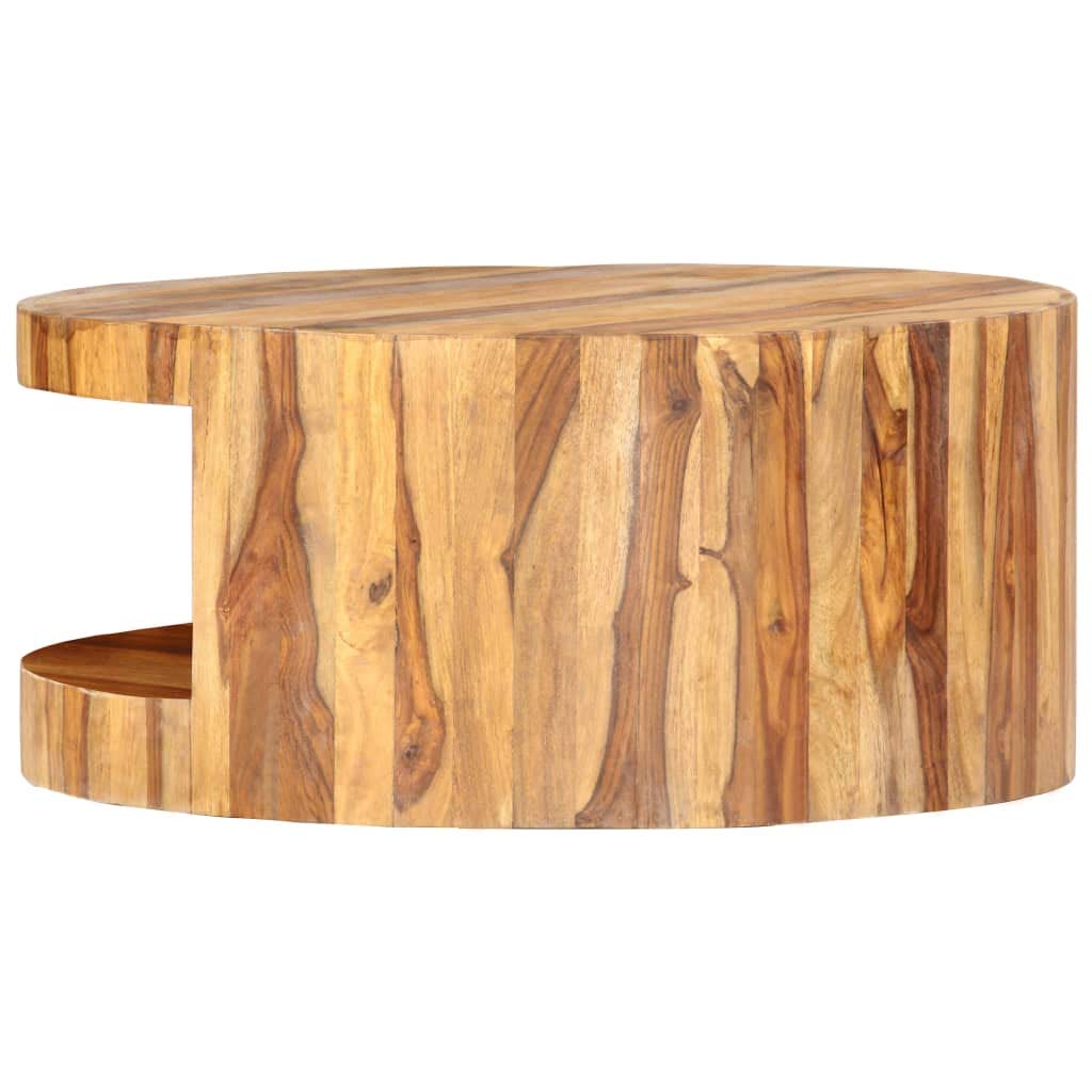 Round Coffee Table 25.6"x11.8" Solid Sheesham Wood F7044