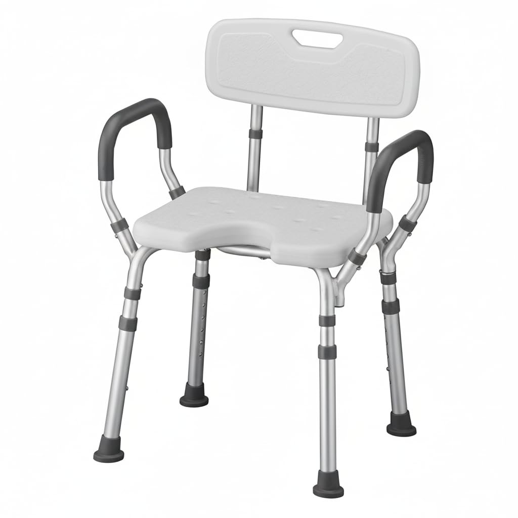 Bath & Shower Seat with U-Shaped Cutout, Padded Removable Arms & Back H44088