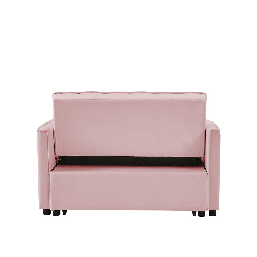 Pink Velvet Convertible Sleeper Sofa Bed U343907