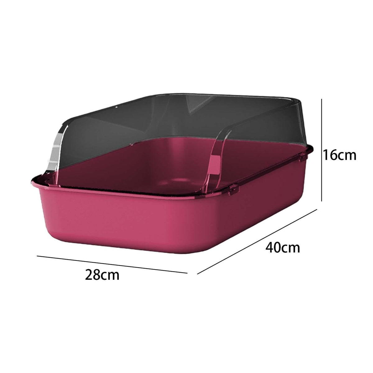 Open Top Sifting Litter Box High Sided Portable Semi Enclosed Pink S432873