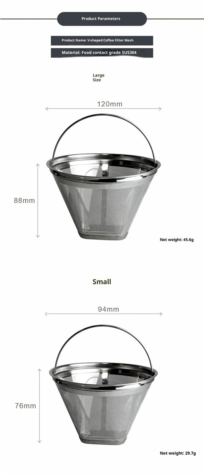 Steel Reusable Coffee Filter 8-12 Cups A6403