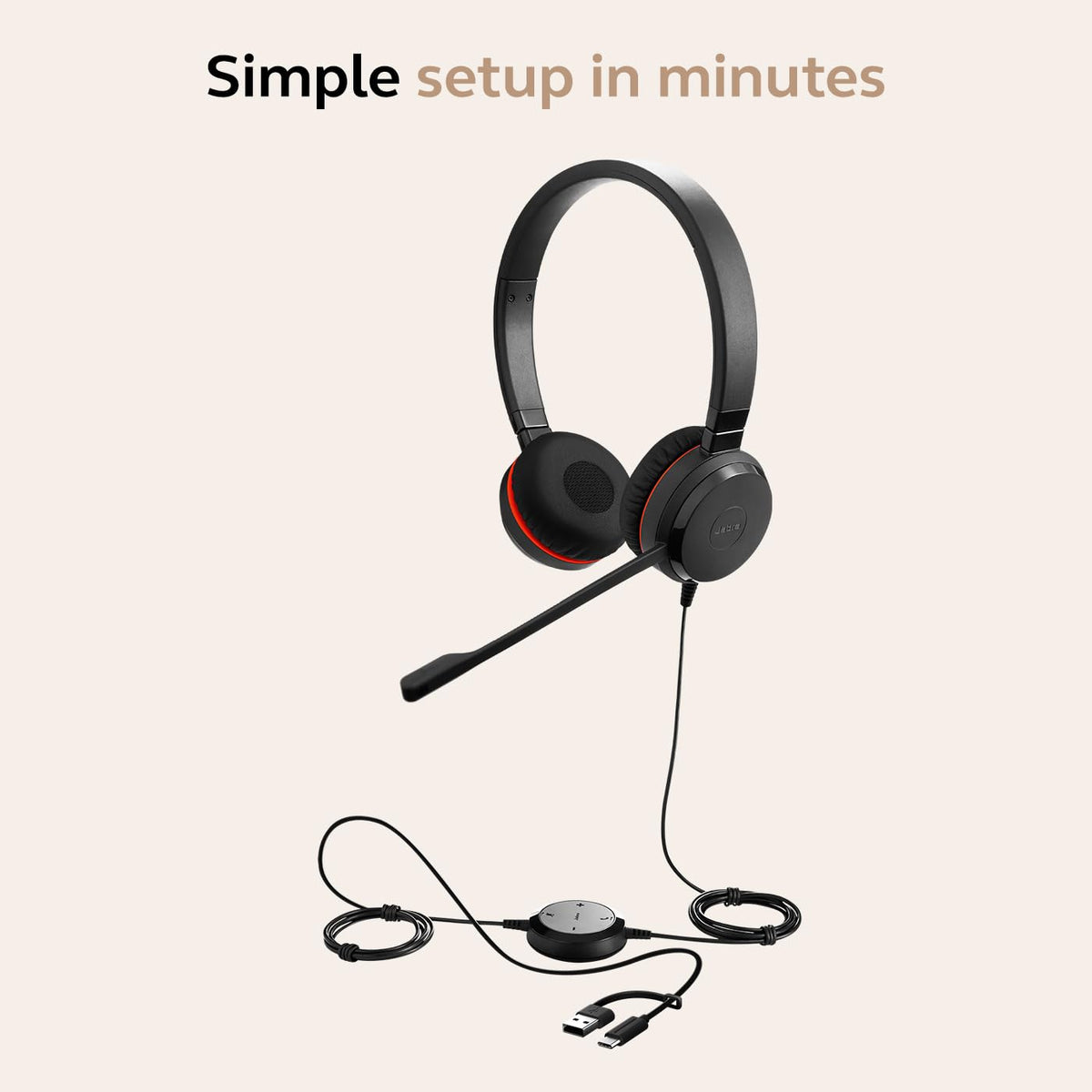 Wired Dual-Ear Headset with Mic, Black Z15282