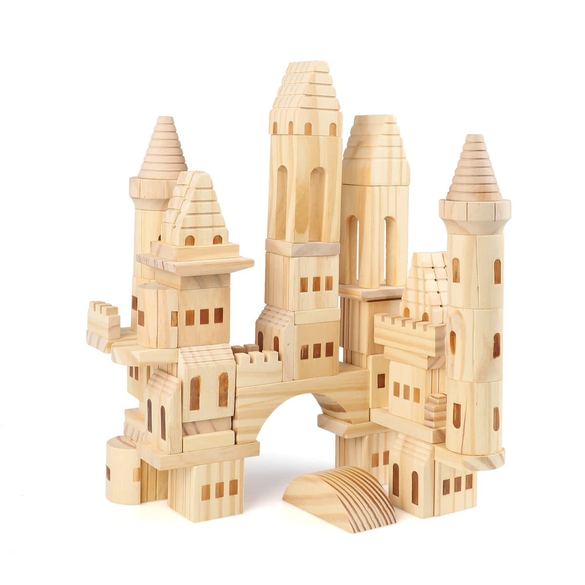 75 Pieces Wooden Castle Building Blocks T935648
