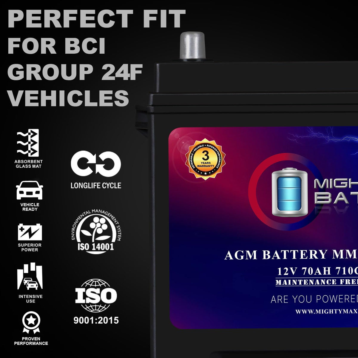 12V 70Ah AGM Replacement Battery B1580
