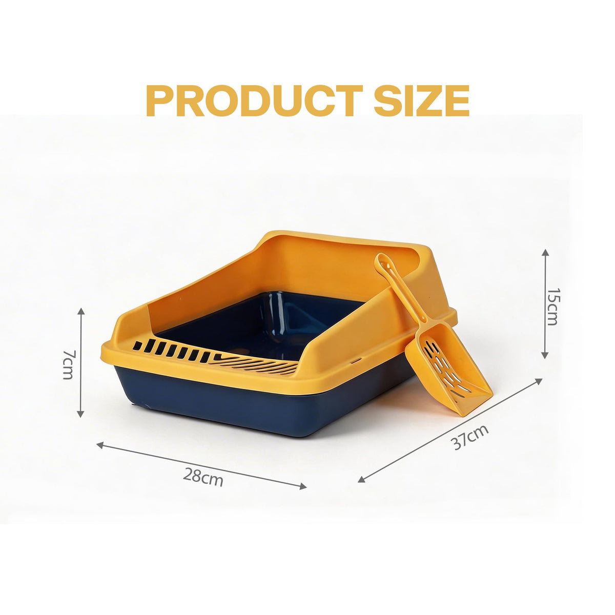 Blue Open Top Cat Litter Box with Scoop and Play Mat J8067