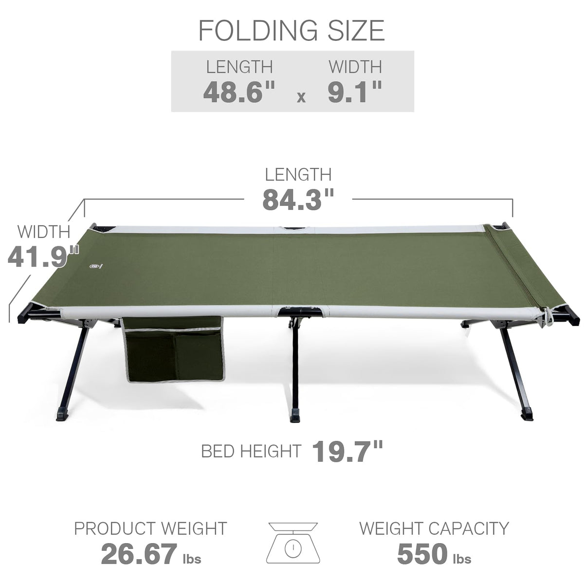 Extra Wide Folding Camping Cot with Carry Bag N79255
