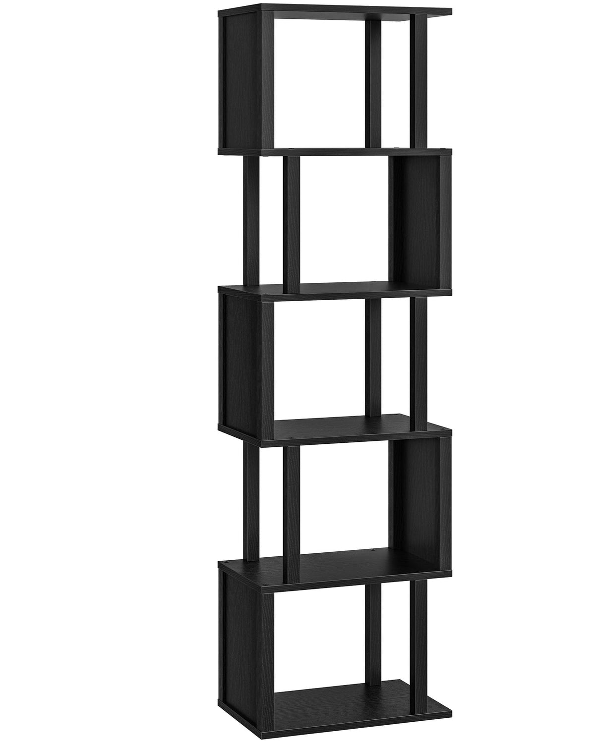 Black 5-Tier Bookshelf with Anti-Tip Kit K456