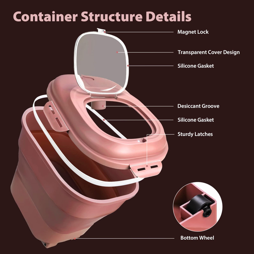 Collapsible Airtight Dry Food Storage Containers with Rolling Wheel X610525