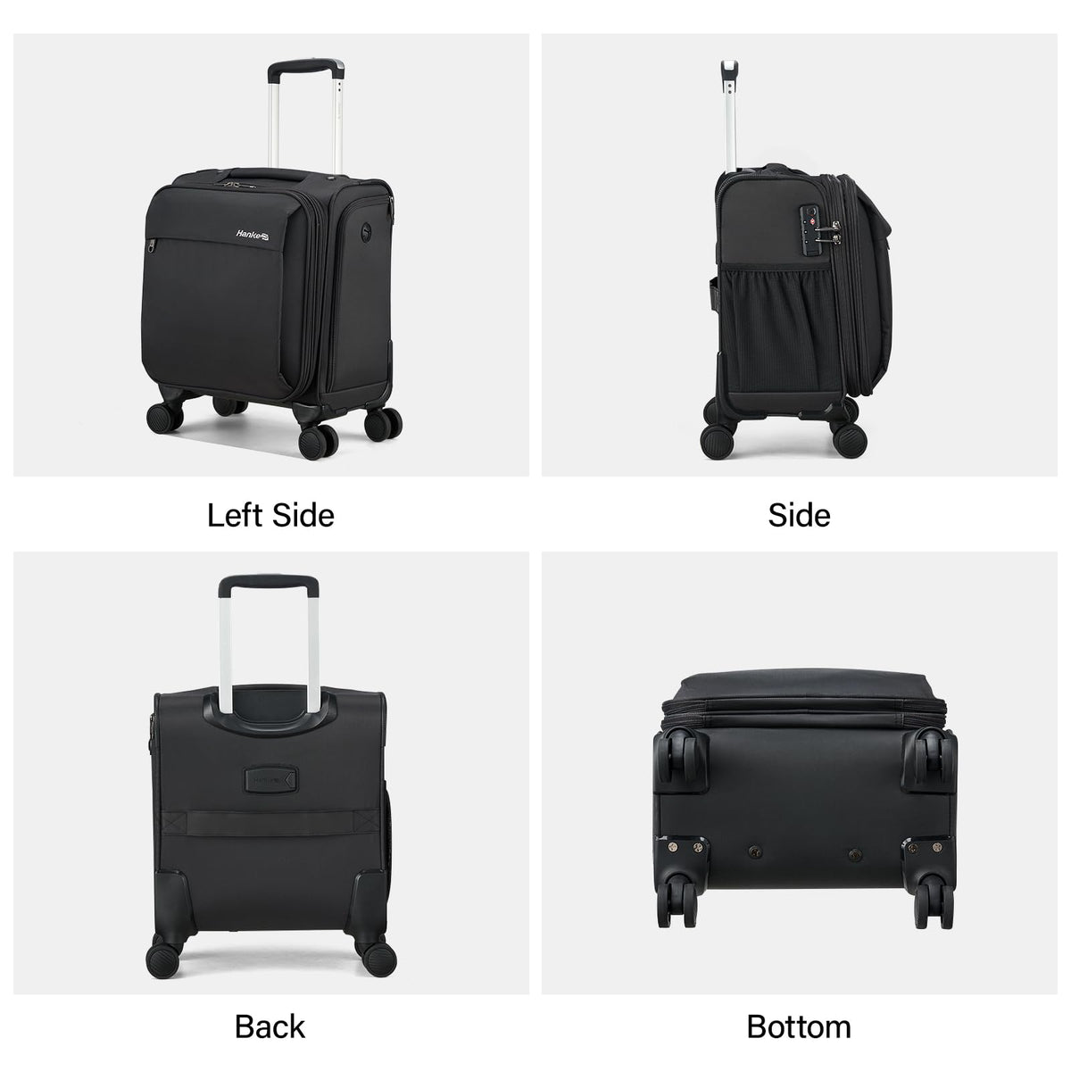 16 Inch Underseat Carry On Luggage with Wheels Dark Gray J8190