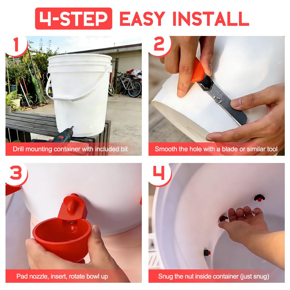 32 Pack Automatic Poultry Waterer Cups with Mounting Hole Opener Z75131