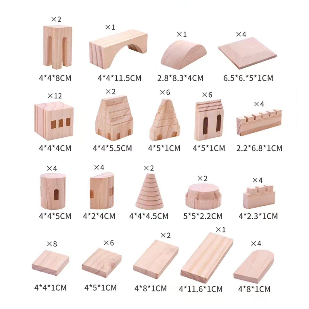 75 Pieces Wooden Castle Building Blocks T935648