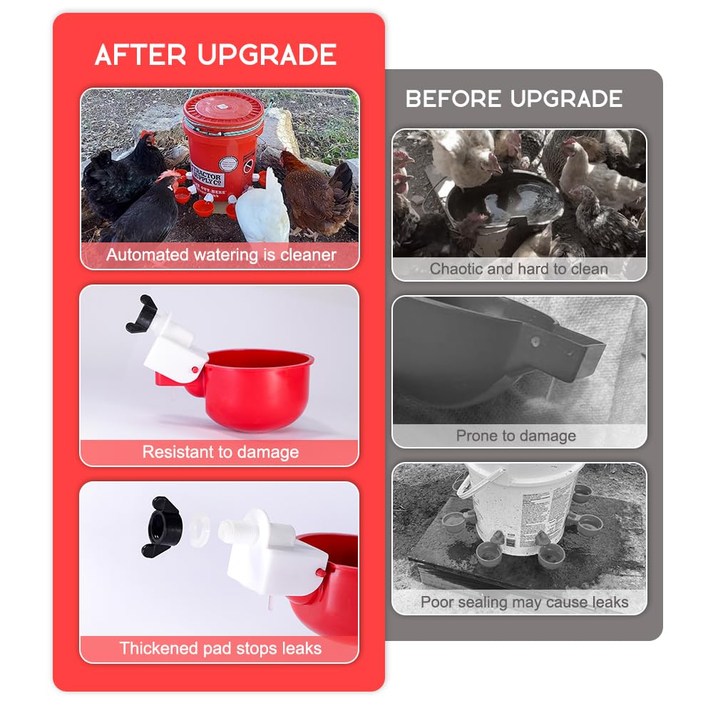32 Pack Automatic Poultry Waterer Cups with Mounting Hole Opener Z75131