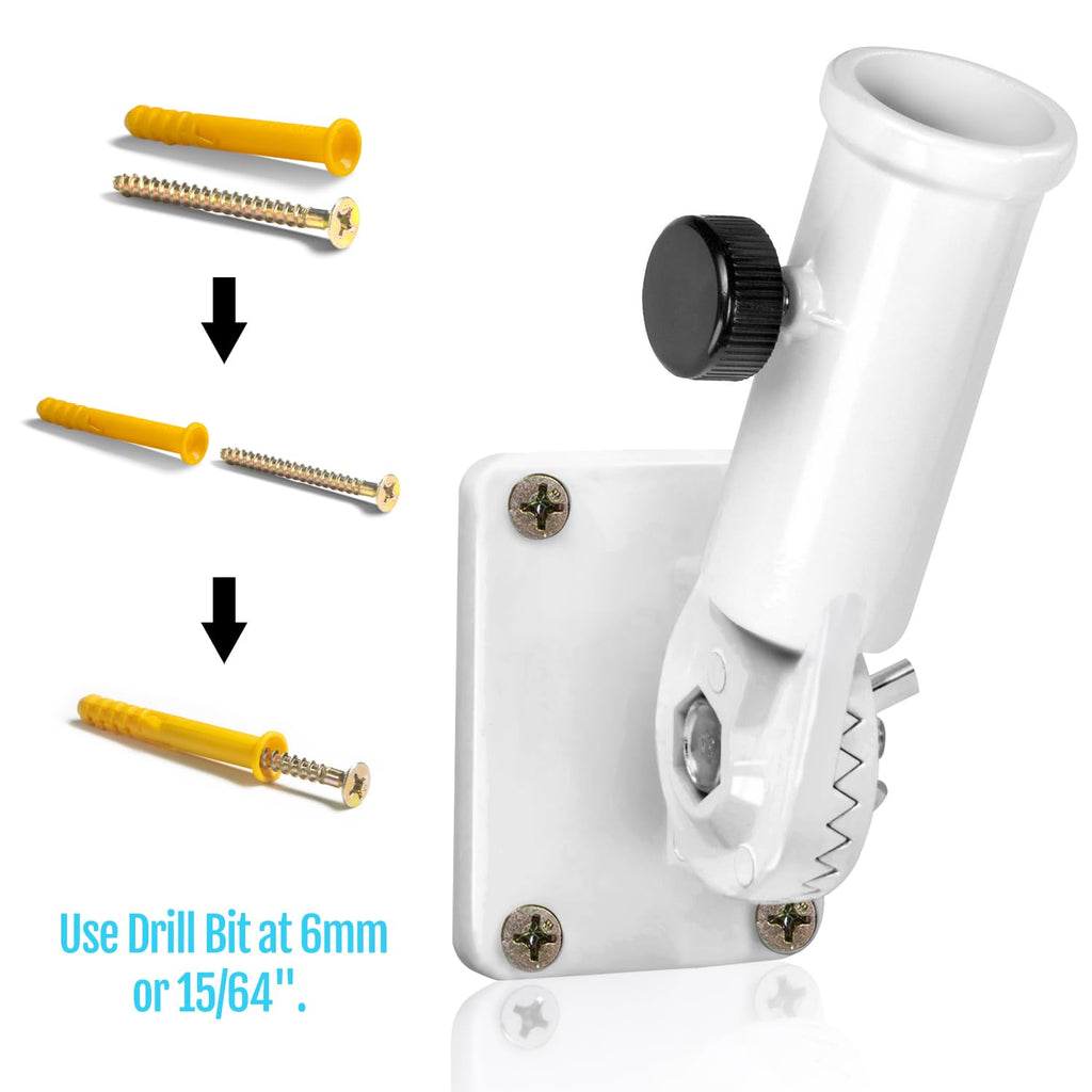 Multi-Position Flag Pole Mounting Bracket Aluminum 1" Diameter White Y30970