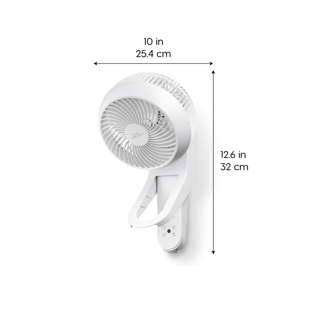 Wall Mount Fan with Remote, 360° Oscillation, 3 Speeds, White A5144