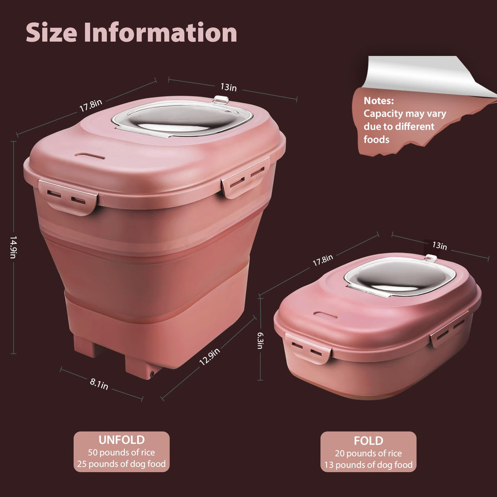 Collapsible Airtight Dry Food Storage Containers with Rolling Wheel X610525