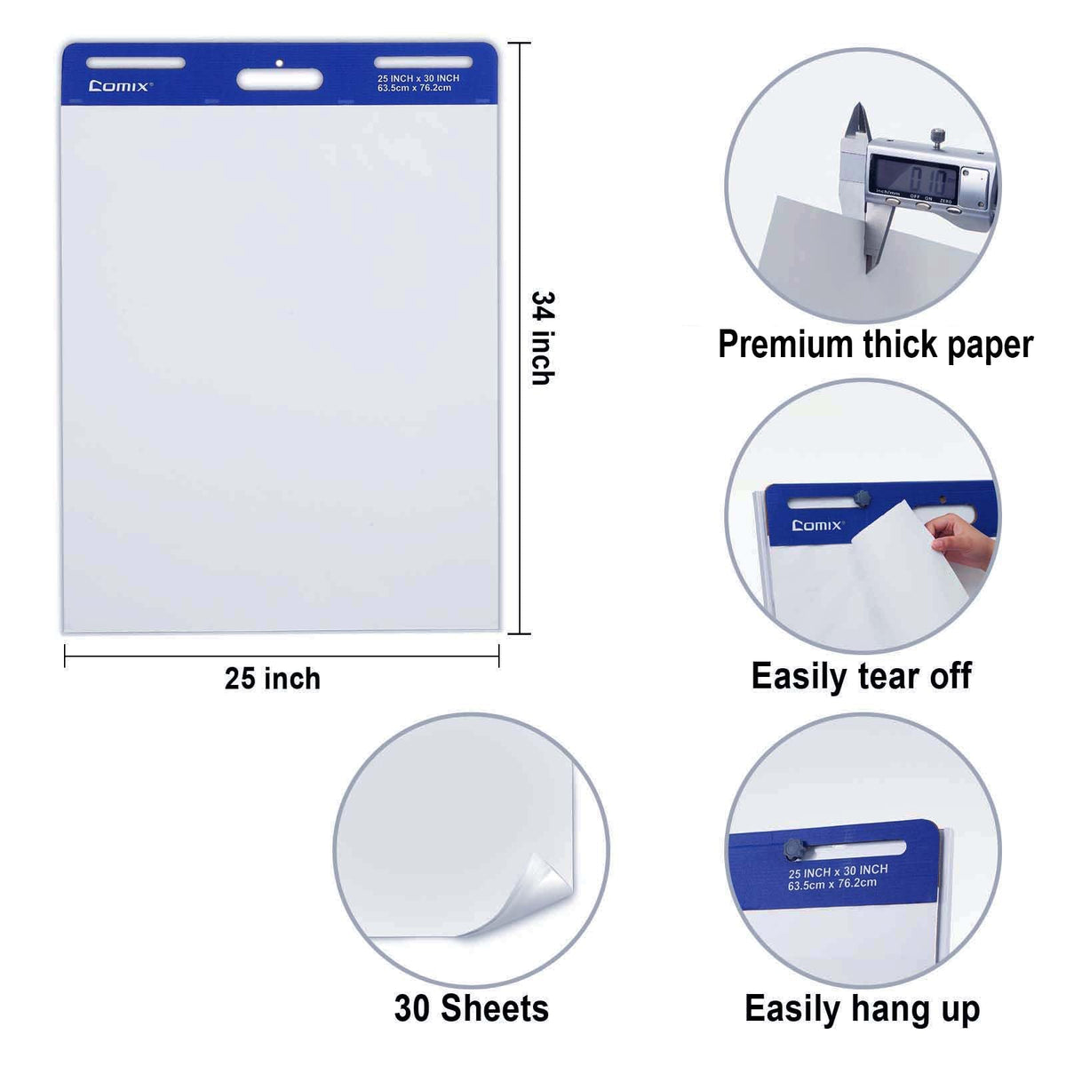 25 x 30 Inch Flip Chart Pad, 30 Sheets, 4 Pads O624005