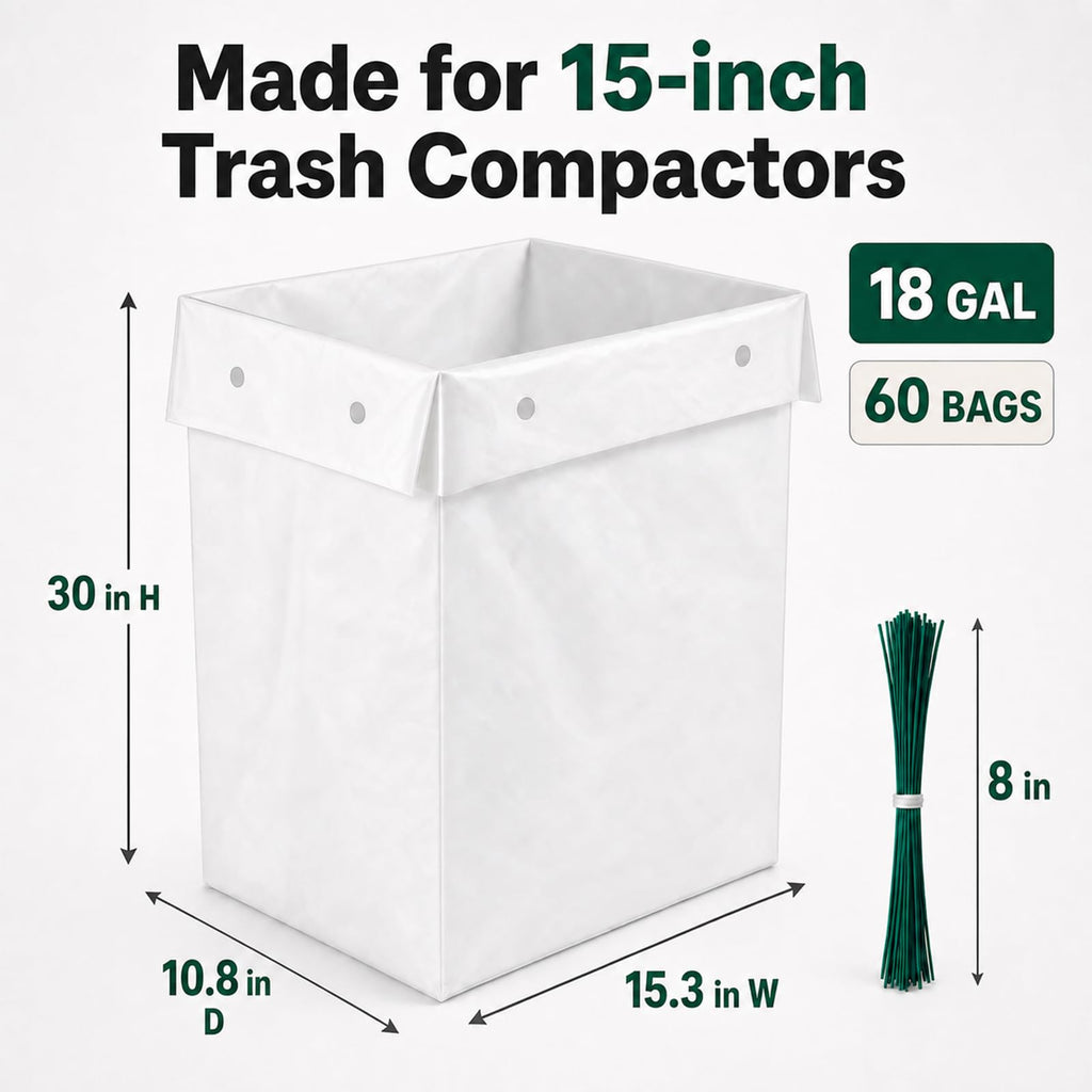60pack 2.6 Mil 18 Gal Trash Compactor Bags J700