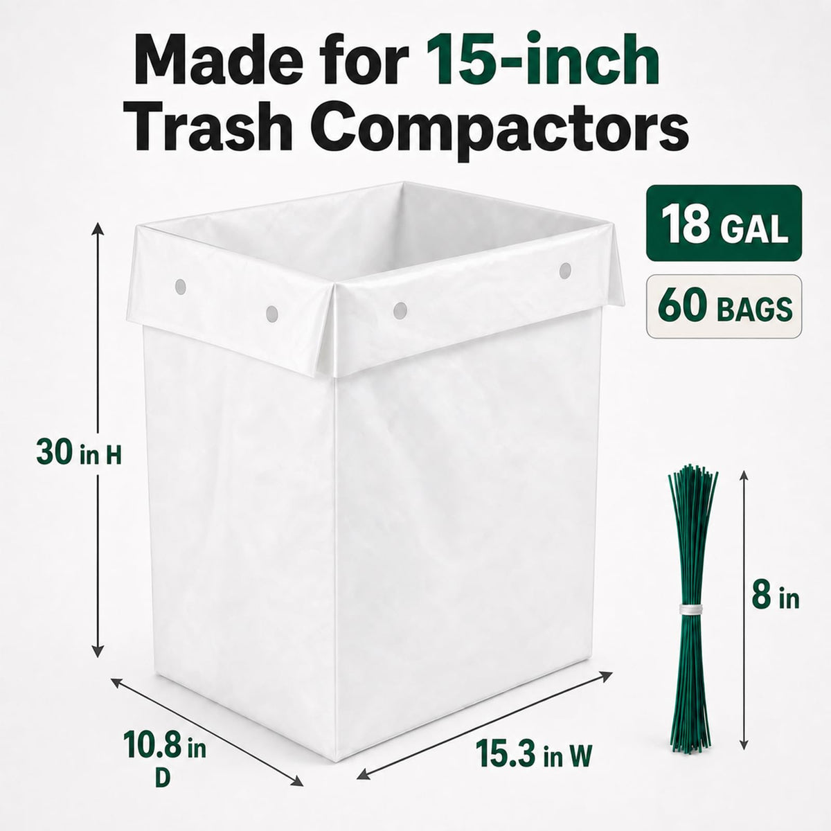 60pack 2.6 Mil 18 Gal Trash Compactor Bags J700