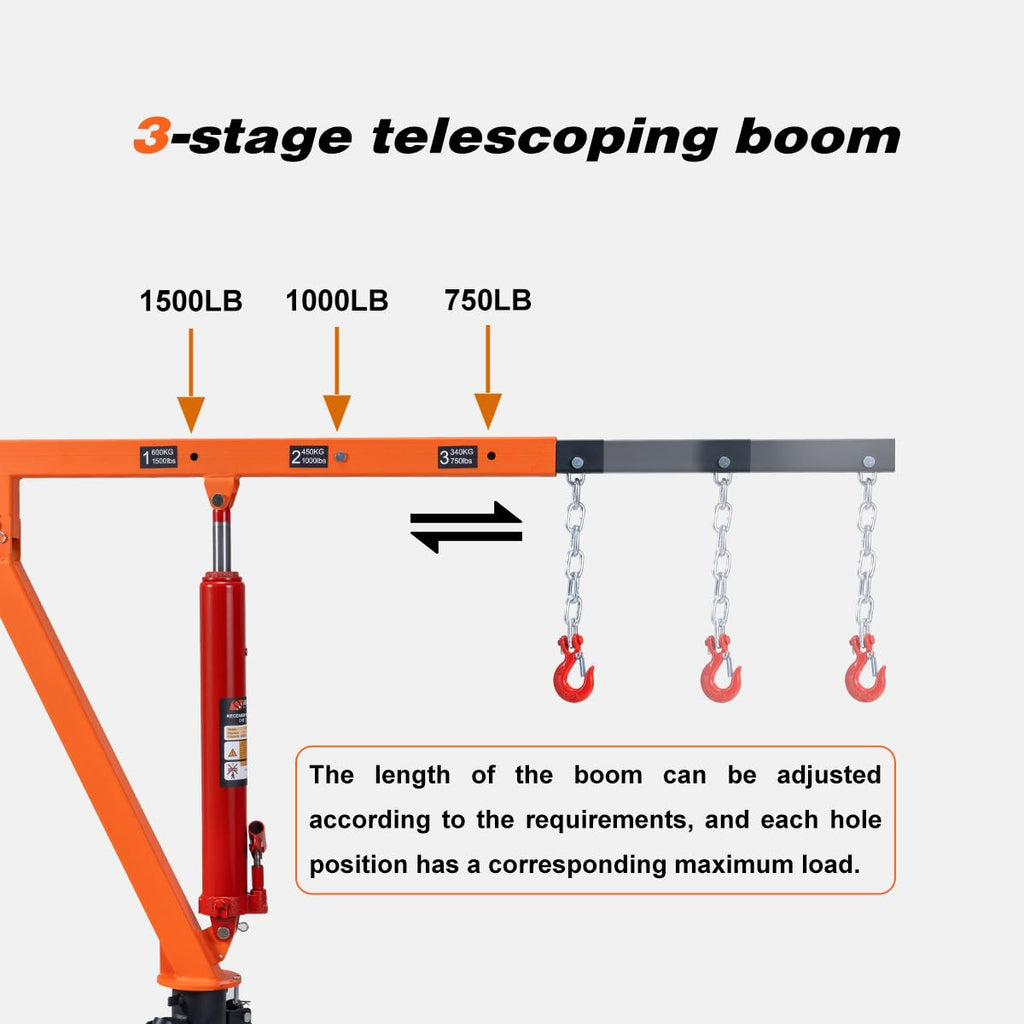 1500 lb Hydraulic Hitch Mounted Truck Crane U249