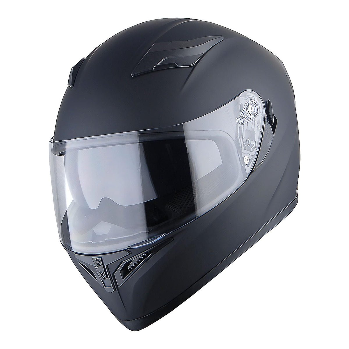 Full Face Motorcycle Helmet with LED Tail Light Matt Black V3705