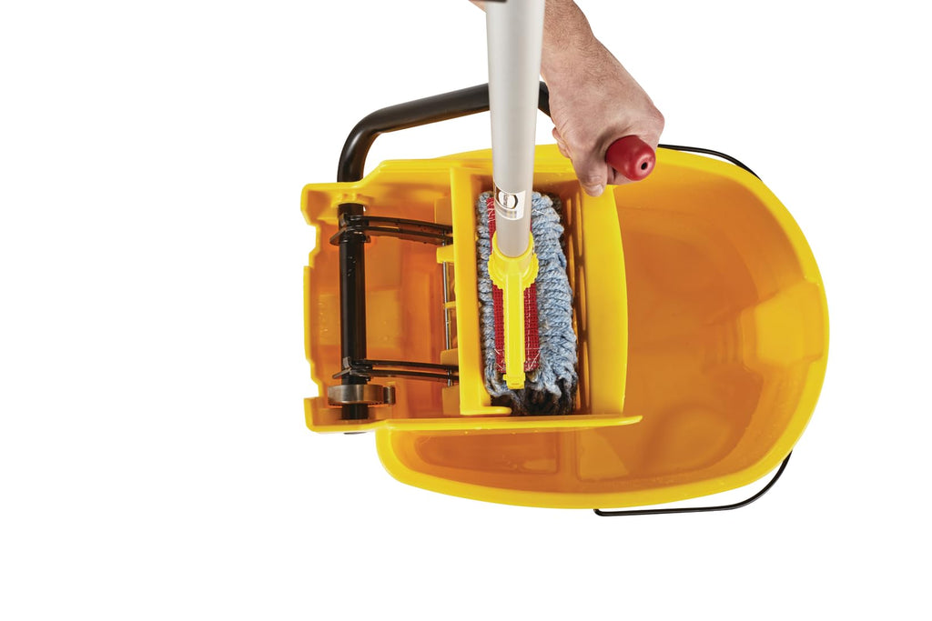 26 Qt. Side-Press Mop Bucket and Wringer Combo on Wheels, Yellow A90494