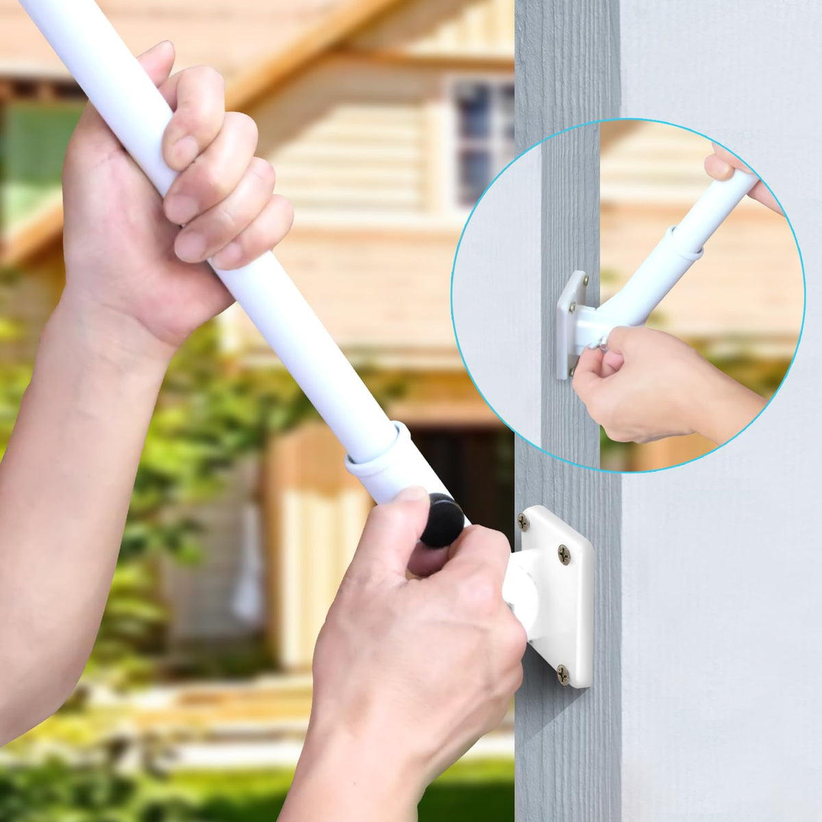 Multi-Position Flag Pole Mounting Bracket Aluminum 1" Diameter White Y30970
