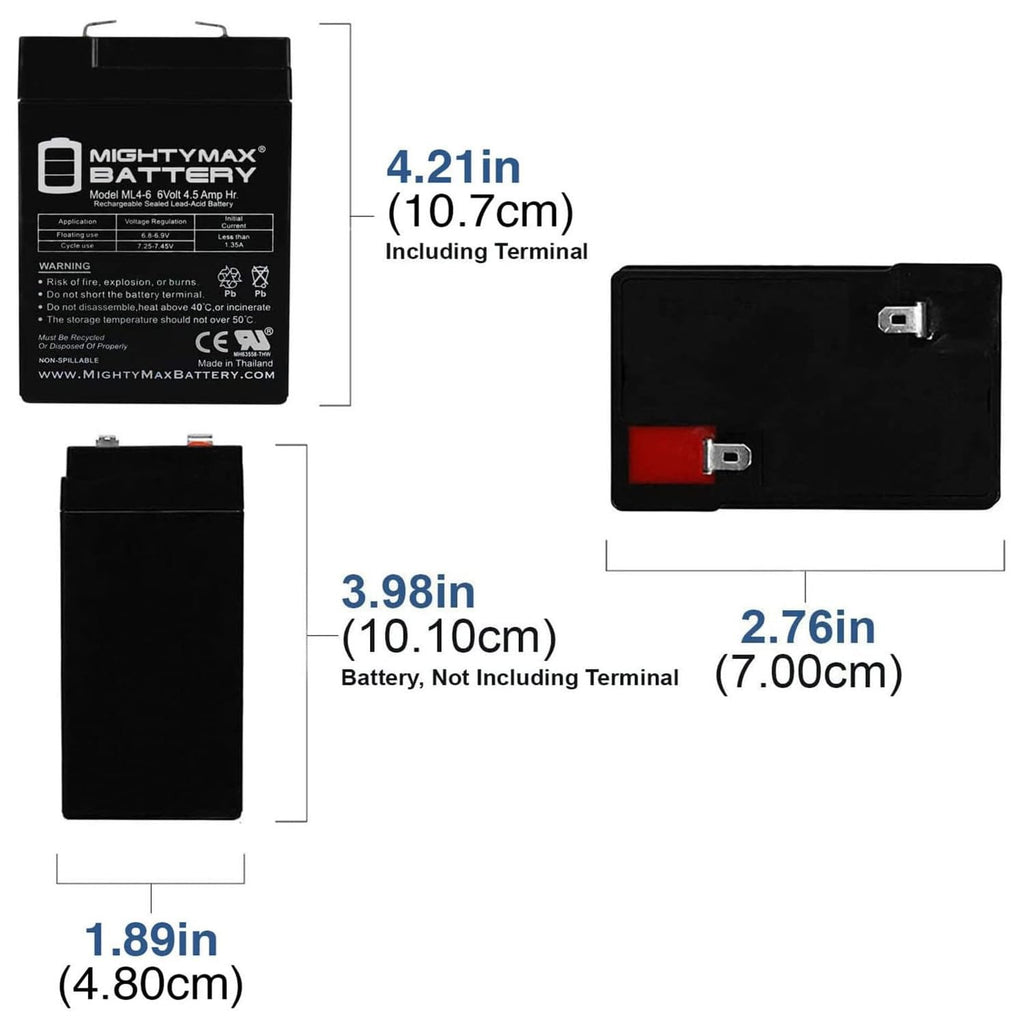 6V 4.5AH Replacement Battery 4 Pack P103