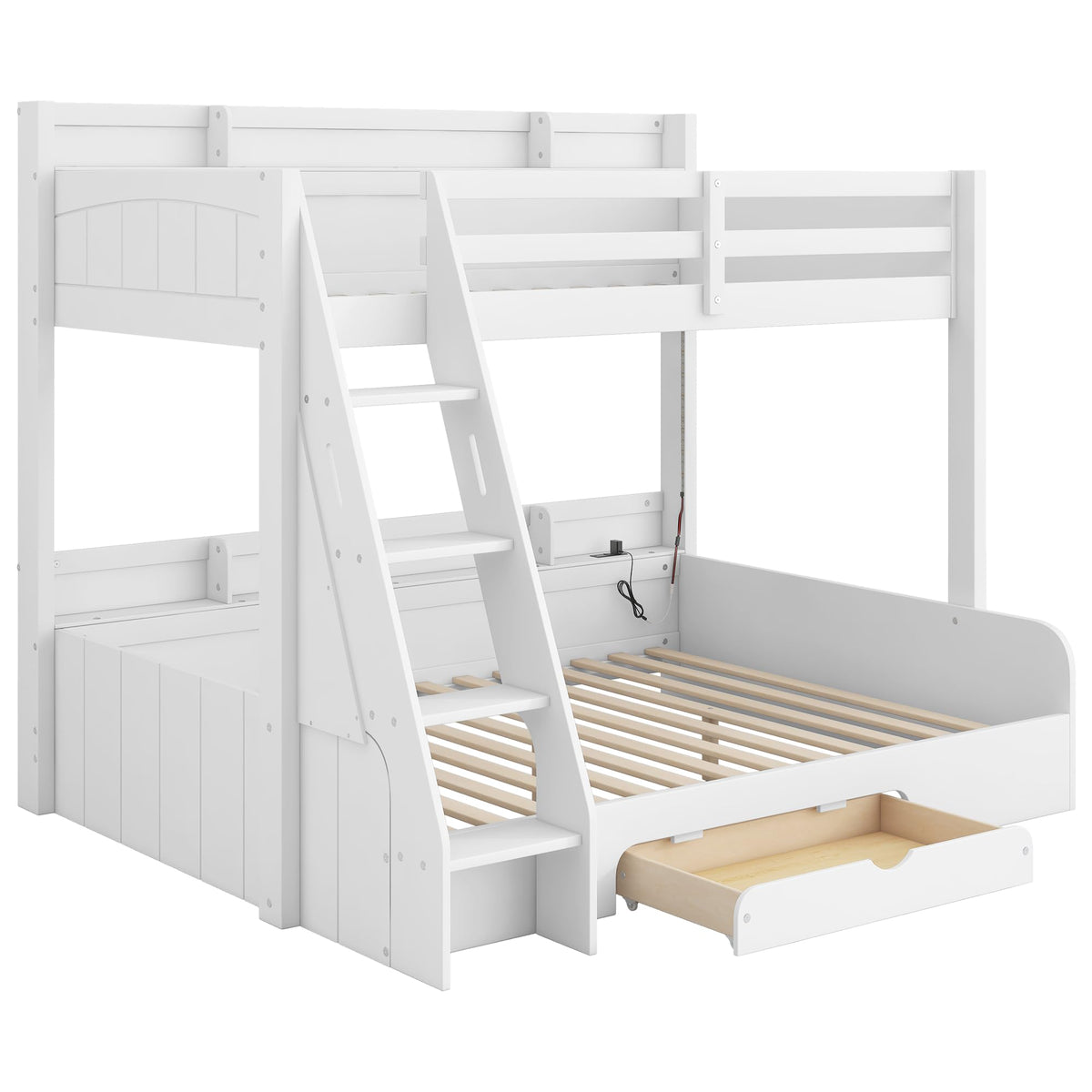 Twin Over Full Bunk Bed with Storage Shelves W95151