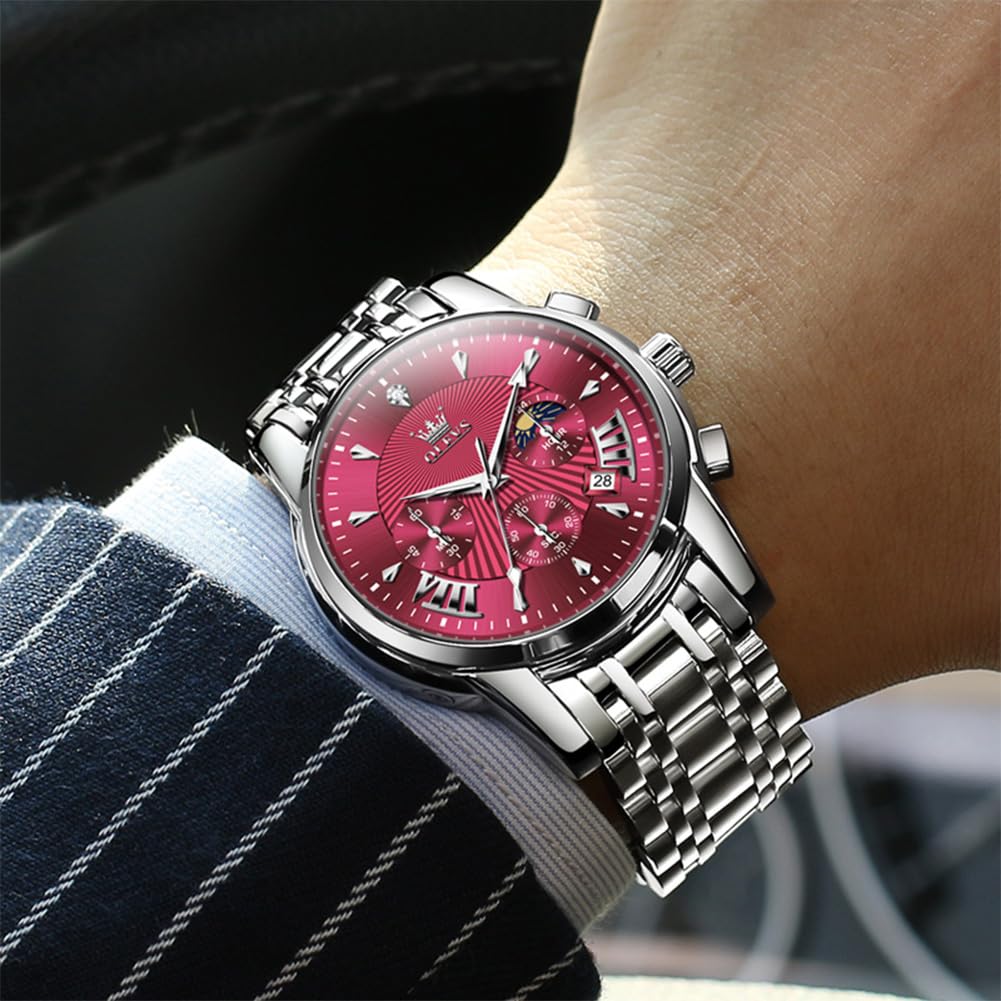 Mens Stainless Steel Analog Quartz Waterproof Watch V12473
