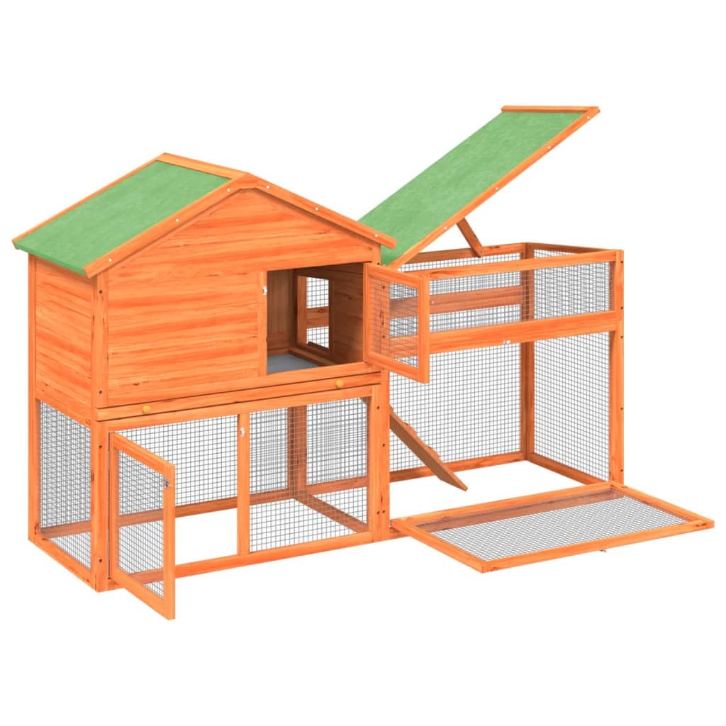 2-Tier Wooden Rabbit Hutch Small Animal Cage B6771