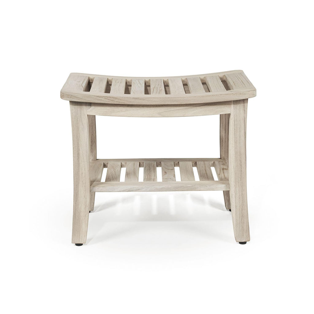 Gray Teak Shower Bench with Shelf 21 Inch X99691