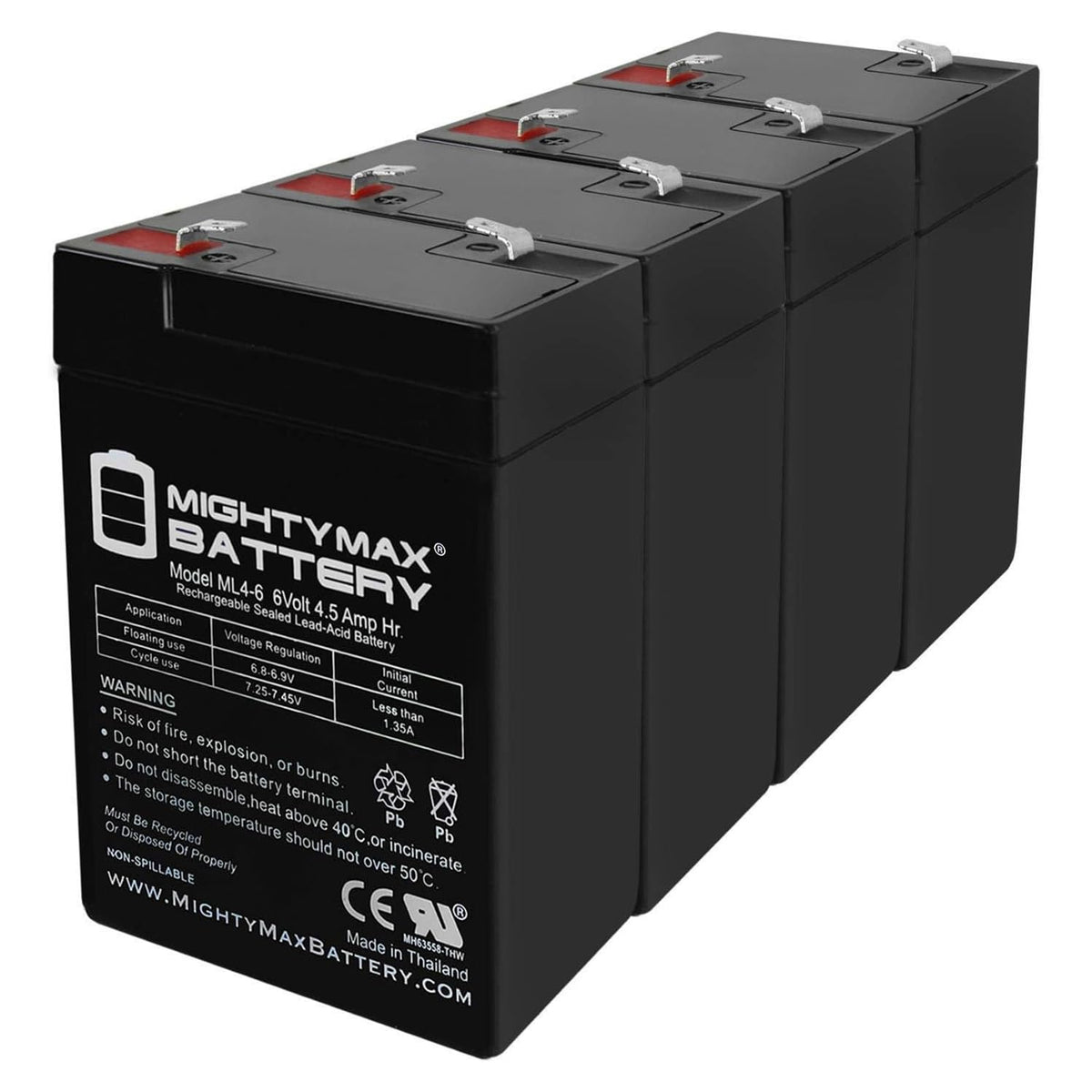 6V 4.5AH Replacement Battery 4 Pack P103