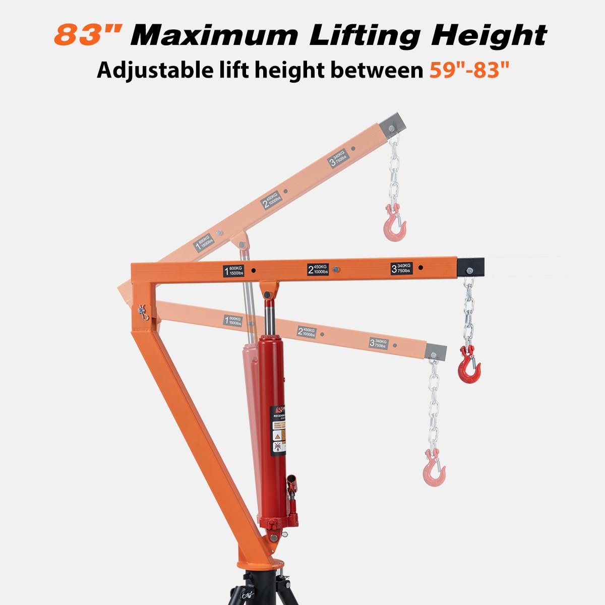 1500 lb Hydraulic Hitch Mounted Truck Crane U249