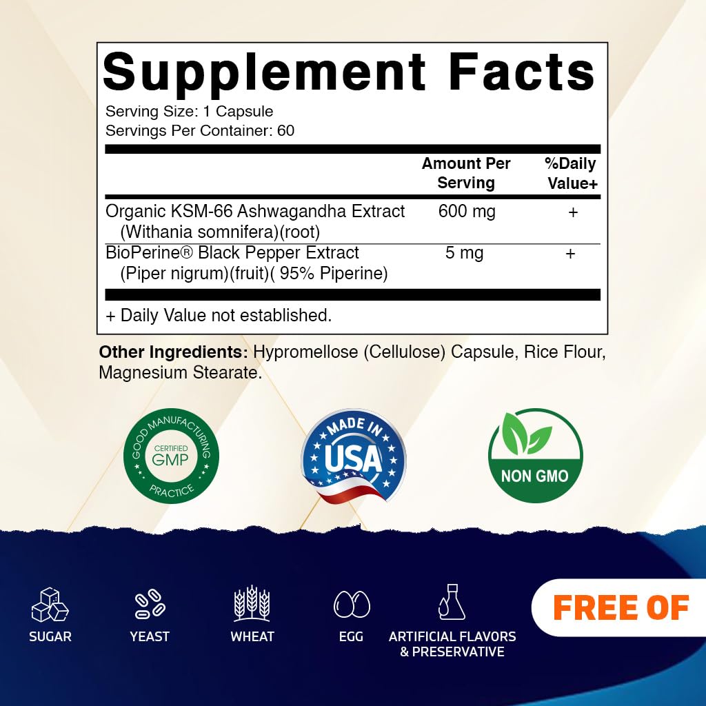 Ashwagandha Root Extract 600mg 60 Veggie Caps G82618