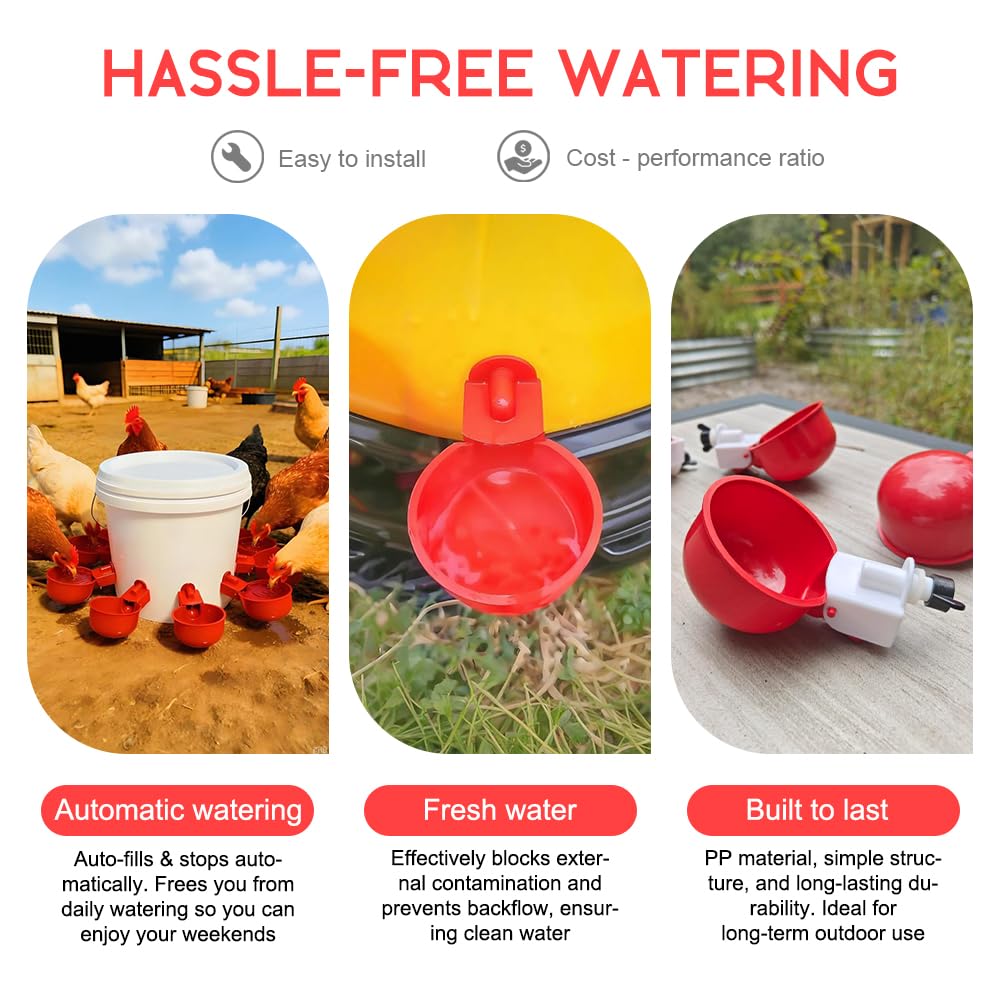 32 Pack Automatic Poultry Waterer Cups with Mounting Hole Opener Z75131