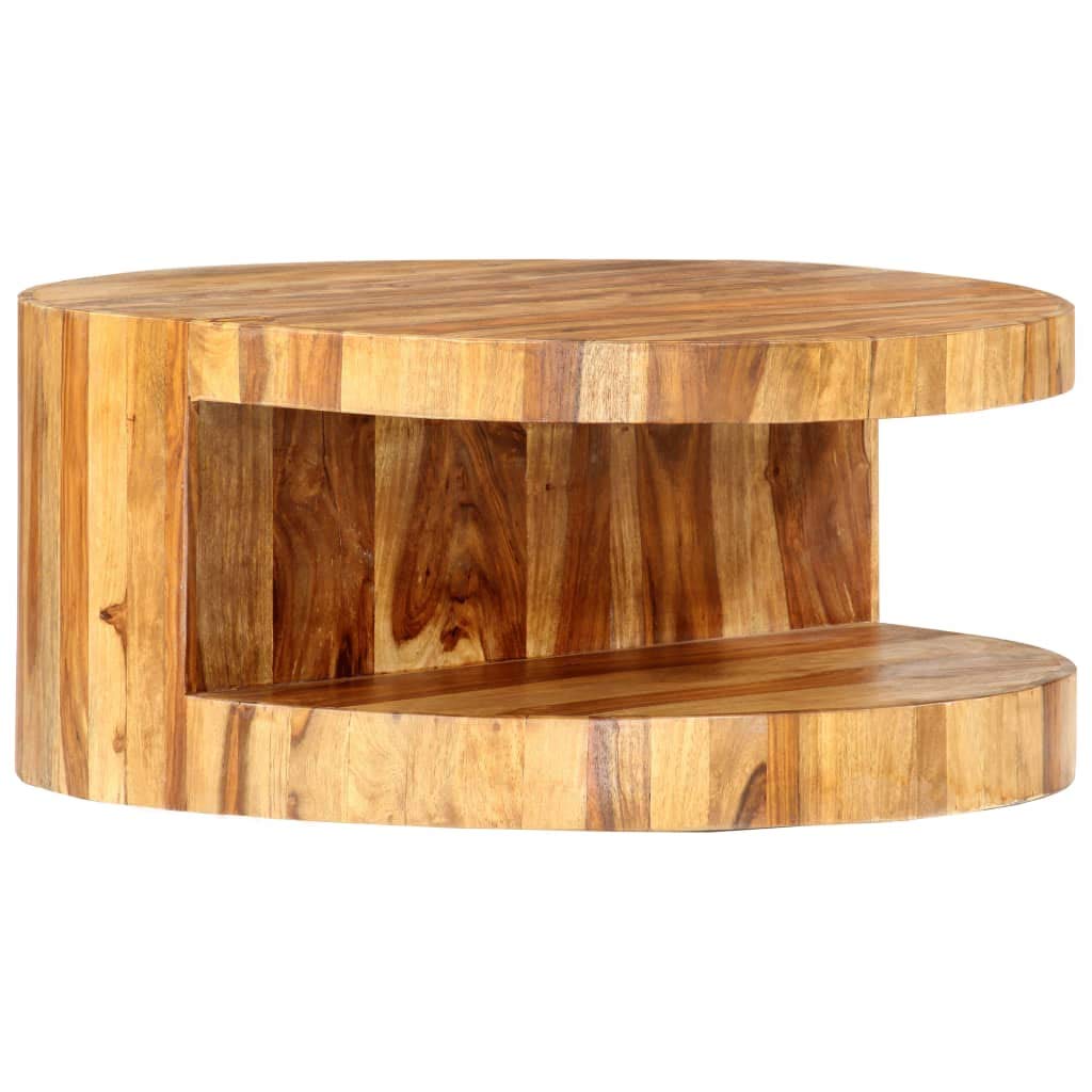 Round Coffee Table 25.6"x11.8" Solid Sheesham Wood F7044