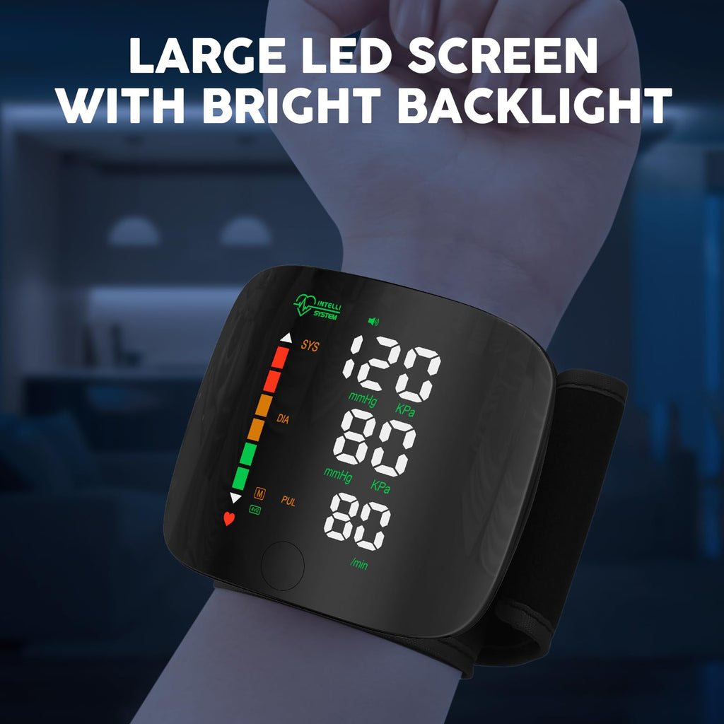 Wrist Blood Pressure Monitor Led Display Black L188674