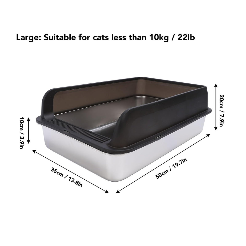Stainless Steel High Sided Cat Litter Box with Lid Q809847