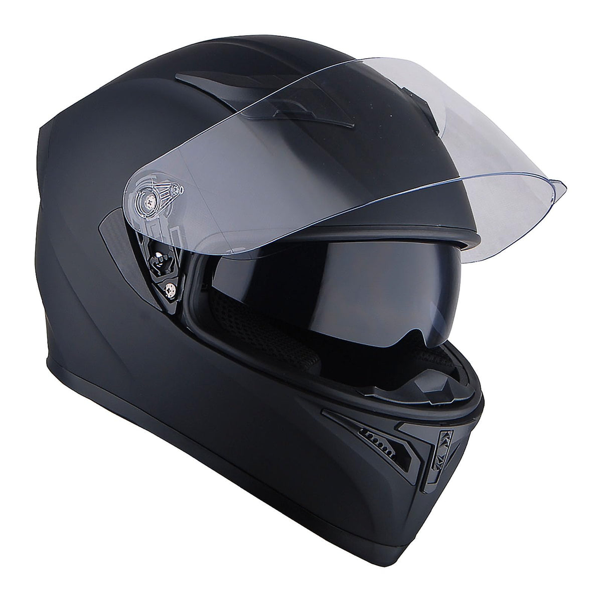 Full Face Motorcycle Helmet with LED Tail Light Matt Black V3705