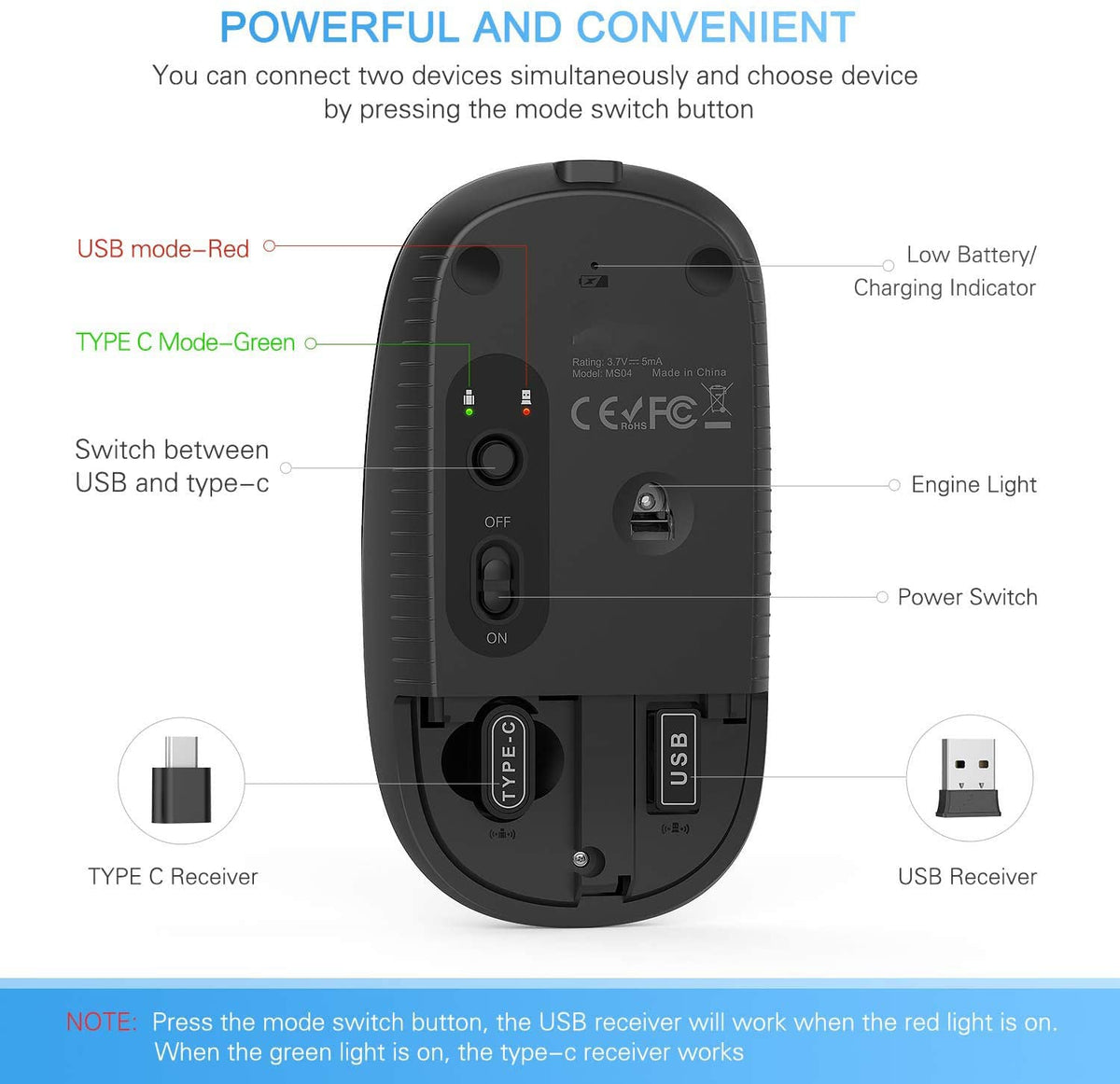 Type C Wireless Mouse, Black R58790