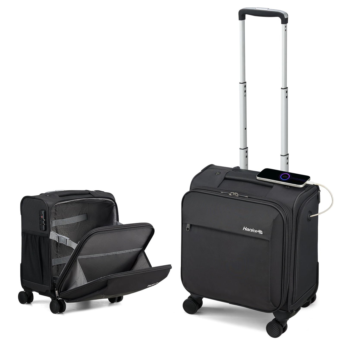 16 Inch Underseat Carry On Luggage with Wheels Dark Gray J8190