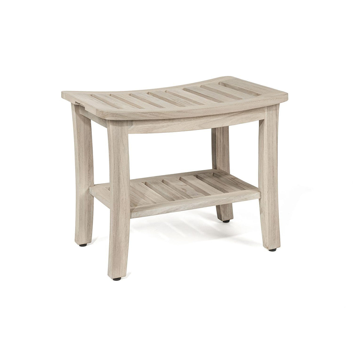 Gray Teak Shower Bench with Shelf 21 Inch X99691