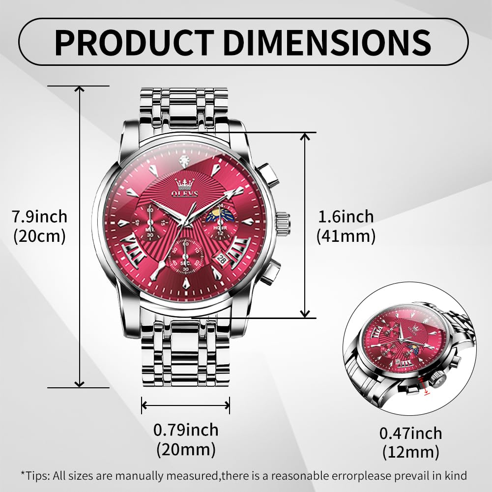 Mens Stainless Steel Analog Quartz Waterproof Watch V12473