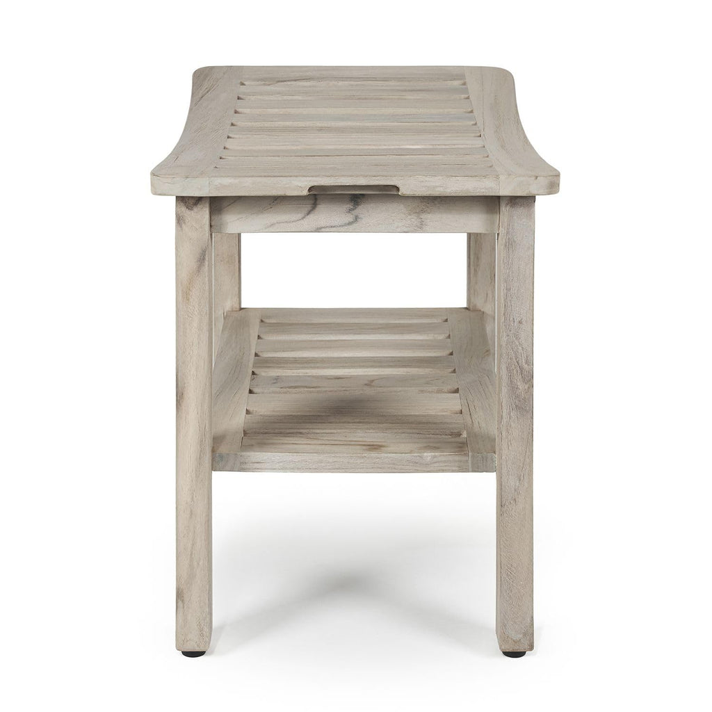 Gray Teak Shower Bench with Shelf 21 Inch X99691